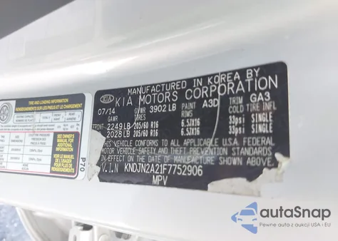 2015 Kia Soul из США, поврежденный, VIN KNDJN2A21F7752906